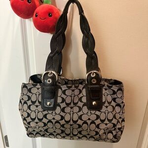 Coach Black and Gray Signature Tote Bag